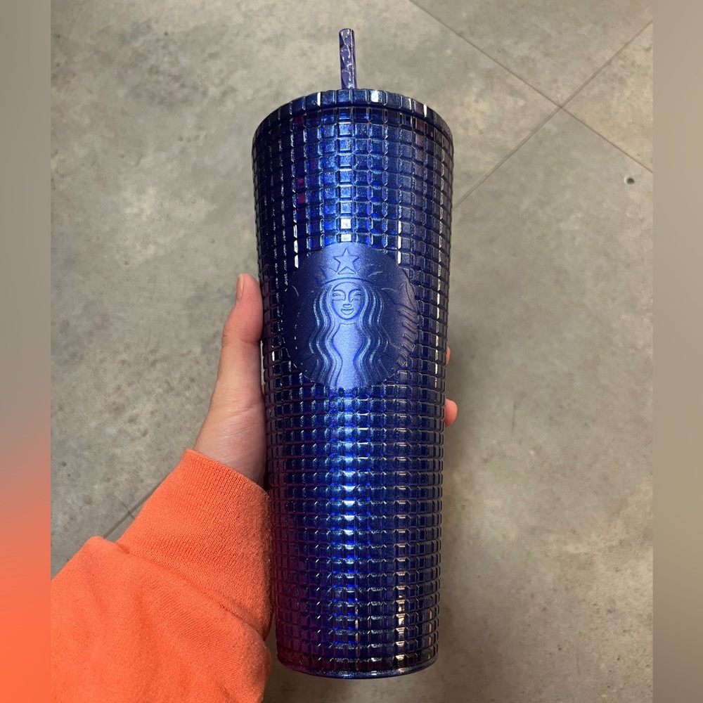 NWT💜💙Starbucks Blueberry Glitter Shimmer Grid Venti 24oz cup summer